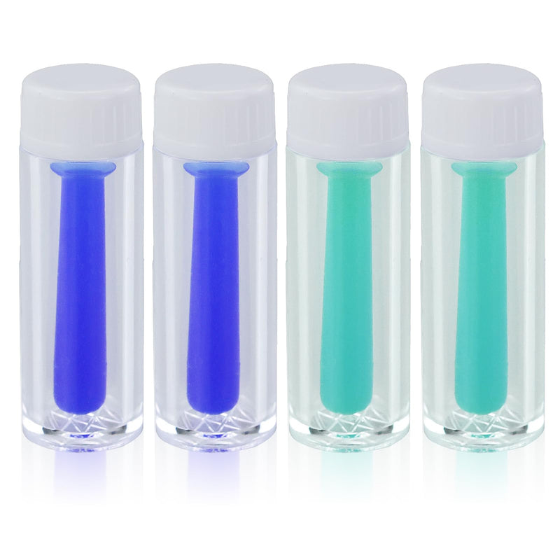 [Australia] - Contact Lens Sucker Soft Lenses, Pack of 4 Contact Lens Insertion Aid, Simple Silicone Contact Lens Suction Cup with Bottle for Soft Hard Lenses, Blue and Green 