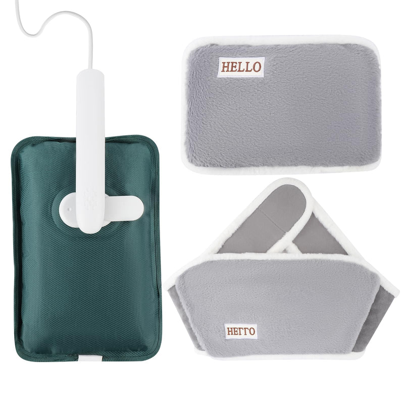 [Australia] - hYwecy Rechargeable Electric Hot Water Bottle with Soft Touch Belt and Warm Glove Bag, Hot Water Bag for Neck, Waist, Cramps, Shoulders Pain Relief(Grey) pessimistic 