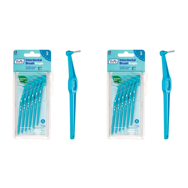 [Australia] - TePe Angle interdental brush blue (ISO size 3: 0.6 mm) / Controlled cleaning of the spaces between teeth even in hard-to-reach places / 1 x 6 Angle interdental brushes (pack of 2) 6 pieces (pack of 2) 