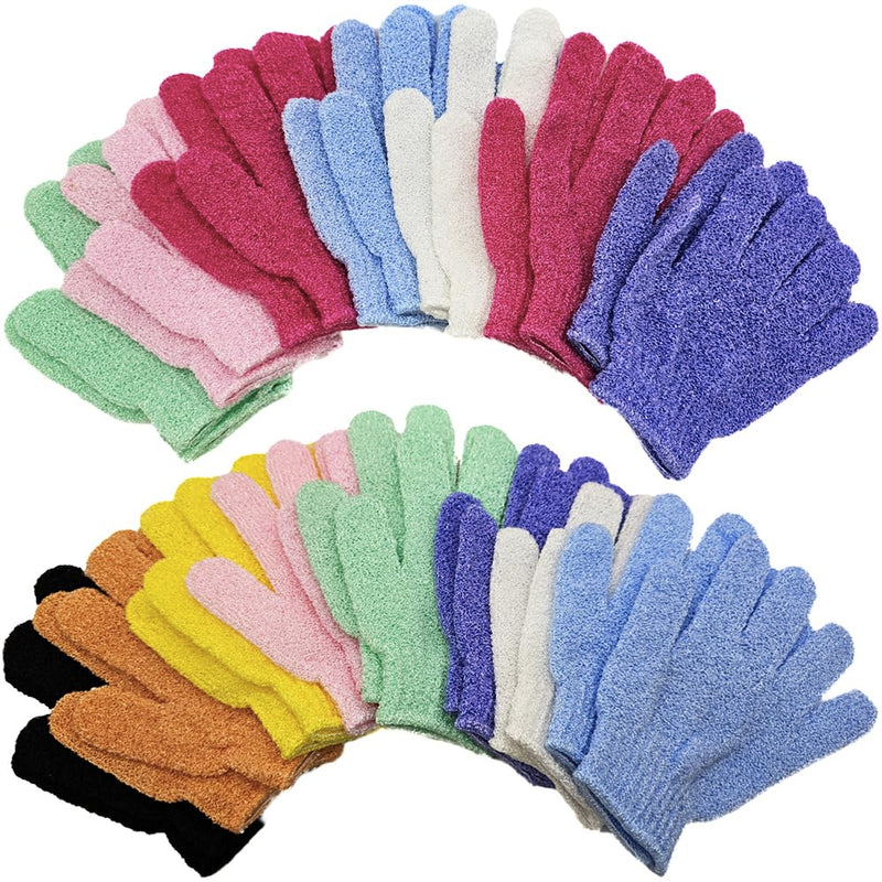 [Australia] - Aisamco 30 Pcs Shower Exfoliating Gloves 15 Colors Body Scrubber Gloves Bath Gloves Exfoliating Glove Glove Shower Spa Massage Washing Dead Skin 
