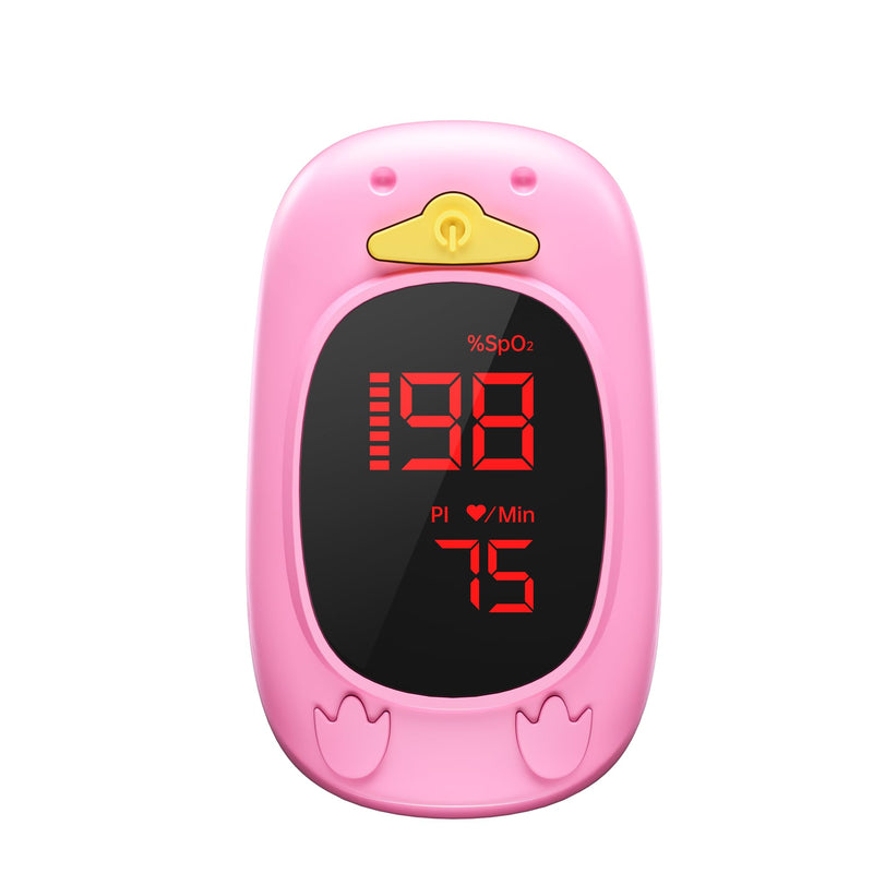 [Australia] - Children's pulse oximeter, HOLFENRY oxygen saturation meter oximeter children's finger pulse oximeter with cute design for SpO2 and pulse measurement for adults baby from 2 use at home and at school pink 