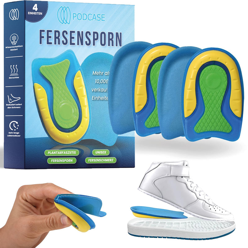 [Australia] - Set of 4 Heel Spur Insoles to Correct Heel Spurs and Plantar Fasciitis - Silicone Shoe Insoles for Men and Women - Gel Insoles for Spurs - Unisex (L (41-47)) L (41-47) 