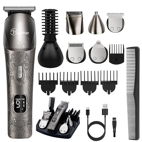 [Australia] - Hatteker professional hair clipper hair trimmer men's beard trimmer hair trimmer razor men's electric precision trimmer body hair trimmer nose hair trimmer waterproof 6 in 1 