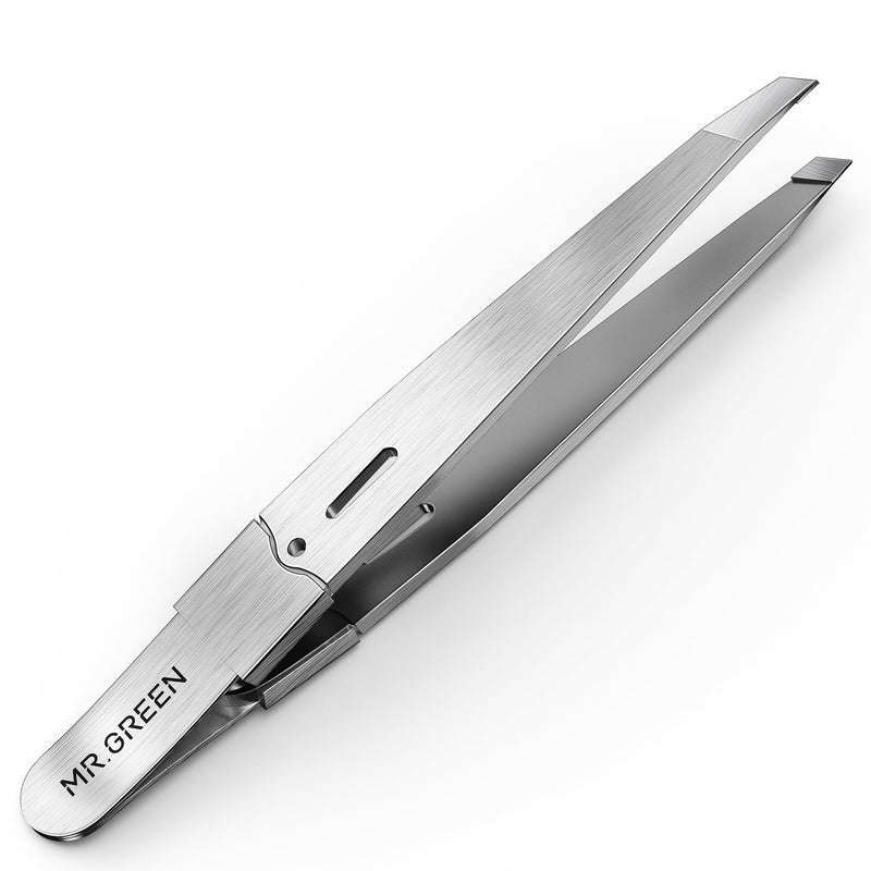 [Australia] - MR.GREEN tweezers, professional precision eyebrow tweezers for women and men, Solingen stainless steel beveled hair removal tweezers, premium eyebrow tweezers 