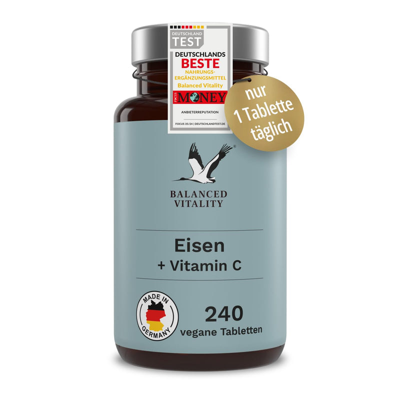 [Australia] - Iron 20 mg from iron bisglycinate + 40 mg natural vitamin C from acerola - 240 VEGAN tablets for 8 months - without additives - laboratory tested - Balanced Vitality 