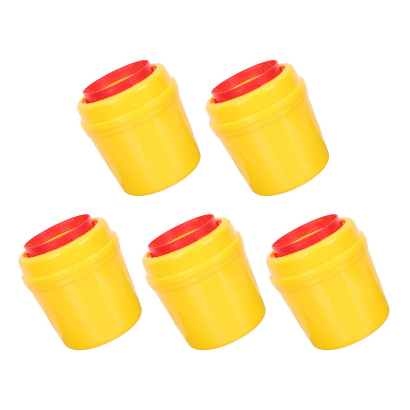 [Australia] - Healifty Pack of 5 Cannula Disposal Containers Needle Container Syringes Bucket Cannulas Disposal Box Needle Disposal Container Disposal Container Needles Waste Container Blades Sharps Container Box Yellow 
