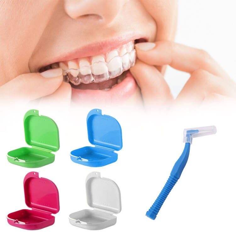 [Australia] - 4 x mouth guard box, braces box, glitter braces box, children's funny braces box, braces box for loose braces, modern denture box, denture box, interdental brush 