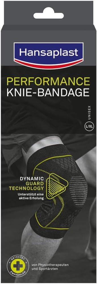 [Australia] - Hansaplast Performance knee bandage, knee bandage stabilizes & relieves the joint, bandage for right & left knee joints supports active recovery, size L/XL 
