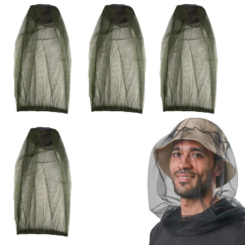[Australia] - EIHI Beekeeper Hat Camouflage Net Mosquito Net Head Pack of 4 Camouflage Beekeeping Beekeeper Anti-Mosquito Bee Bug Insect Fly Mask Cap Hat with Head Net Mesh Face Protection Outdoor Fishing Equipment 