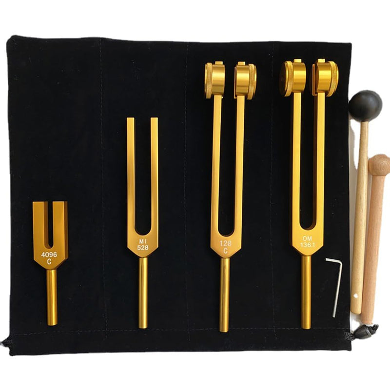[Australia] - NEWFUN tuning fork, tuning fork neurology, tuning fork 440 Hz, set of 4 tuning forks (128 Hz, 136.1 Hz, MI 528 Hz, 4096 Hz) for sound therapy Weighted tuning fork Suitable for meditation 