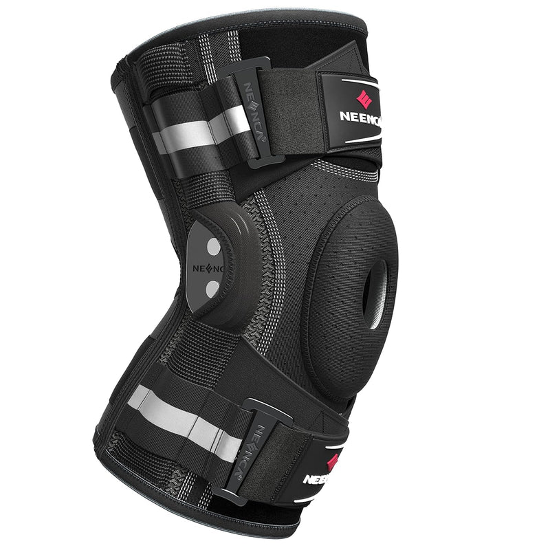 [Australia] - NEENCA knee support for knee pain, knee support with hinge and patented X-Strap fastening system, strong stability for pain relief, arthritis, meniscus tear, ACL, PCL, MCL L 
