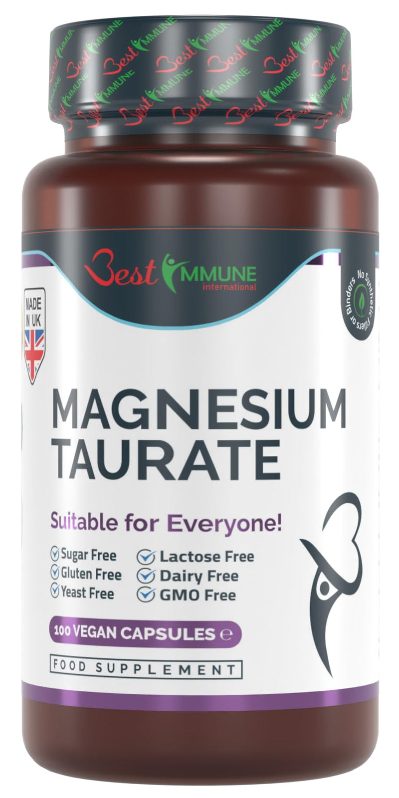 [Australia] - Natural magnesium taurate 500mg premium quality ideal strength 100 vegan capsules highest bioavailability 