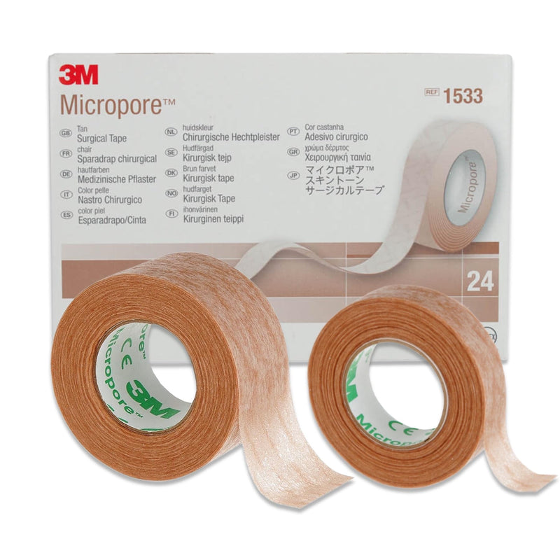 [Australia] - 3M Micropore Tape Non-Woven Plaster Skin Colors with Application Tips by P-Beauty - Medical Adhesive Tape Eyelash Extension, Skin Plaster Hypoallergenic, Breathable, Waterproof (1.25cmx9.14m, 1 Roll) 1.25cm 