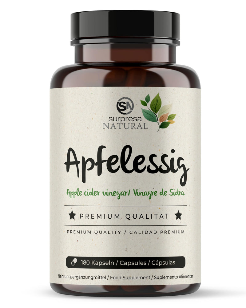 [Australia] - Surpresa Natural Apple Cider Vinegar Capsules High Dose I 1 x 180 Capsules I 1000mg Apple Cider Vinegar per Daily Dose I Apple Cider Vinegar Dietary Supplement Vegan & Laboratory Tested I Apple Cider Vinegar 