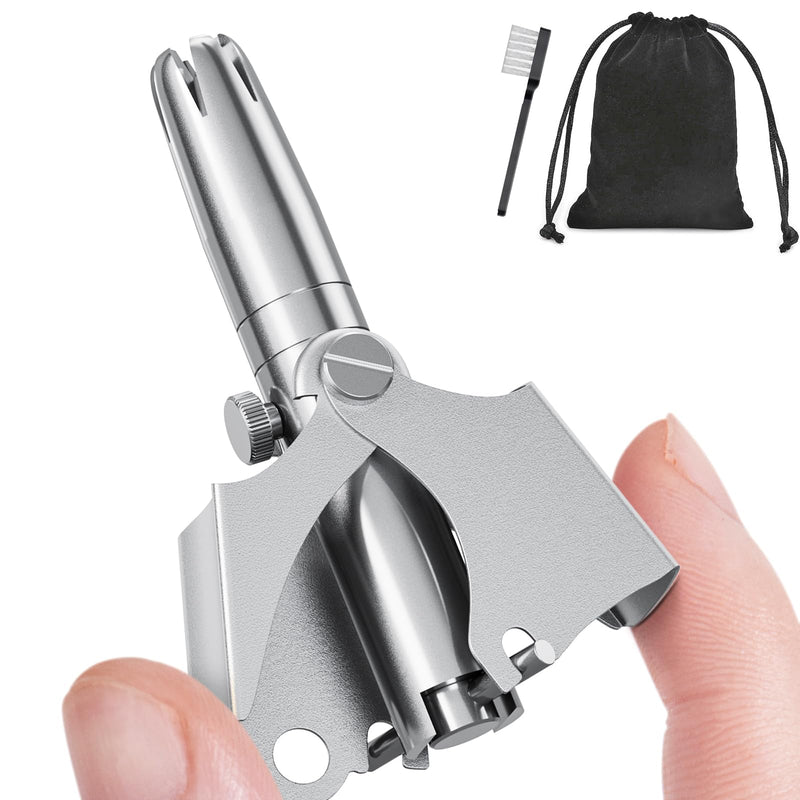 [Australia] - TIANG Manual Nose Hair Trimmer for Men Women Stainless Steel 6 Teeth V Blade Nose Hair Trimmer for Groom Bird Waterproof Painless Battery Free with Clean Brush 