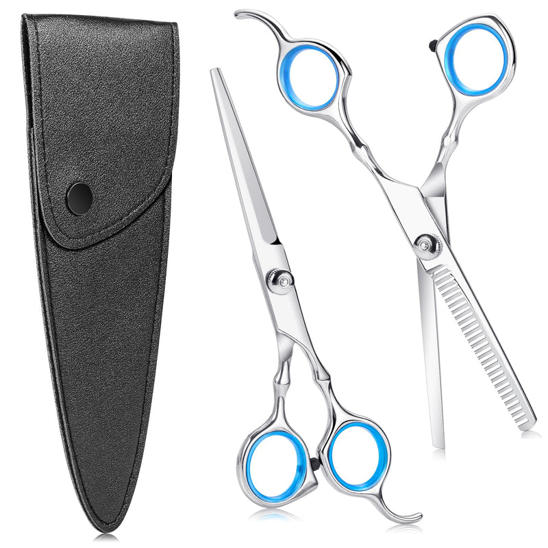 [Australia] - Hairdressing Scissors, 6.7 Inch Sharp Hair Scissors Set Stainless Steel Hair Cutting Scissors Professional with Protective Case, Hair Scissors Hairdresser Thinning Scissors for Beginners, Barber Shop, Pet Silver 