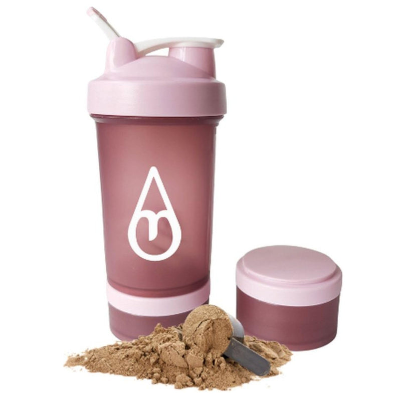 [Australia] - Motivai® Shaker Bottle - Pink - 600ml | 3-piece shaker with powder compartments and mixing ball | BPA free | Protein, pre-workout, supplements 