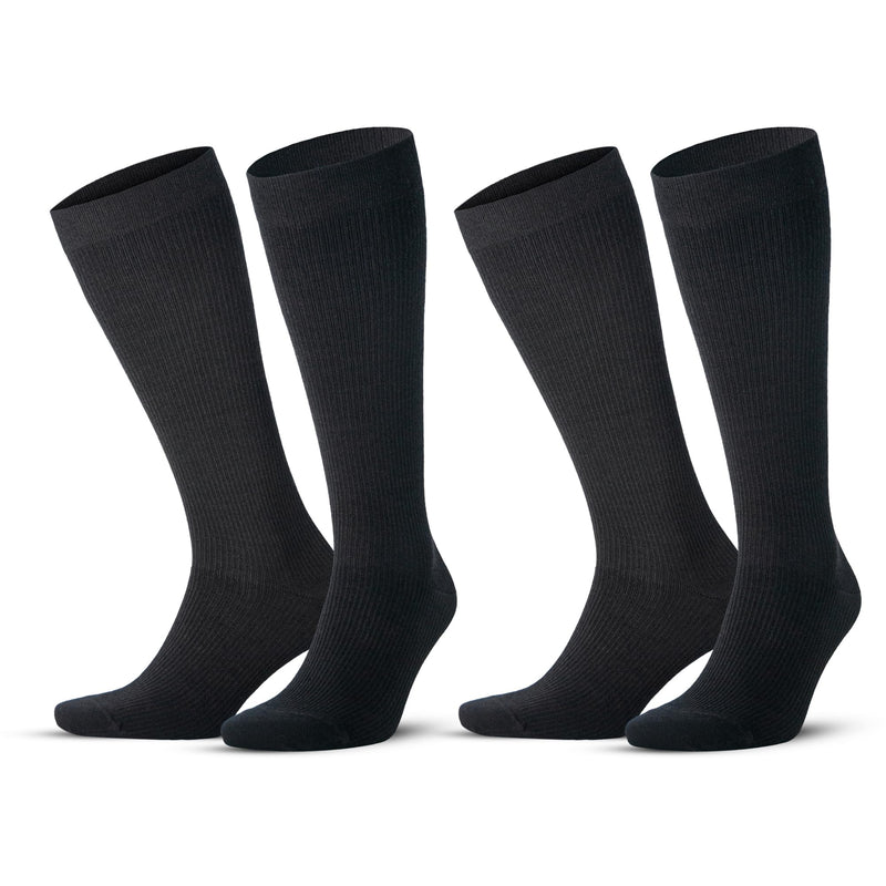 [Australia] - GoWith 1-2 pairs of Merino compression stockings for women and men (15-20 mmHg class 1) support stockings, thrombosis stockings, compression socks, plantar fasciitis socks for sports, travel, pregnancy 3589 43-46 Black - 2 pairs 