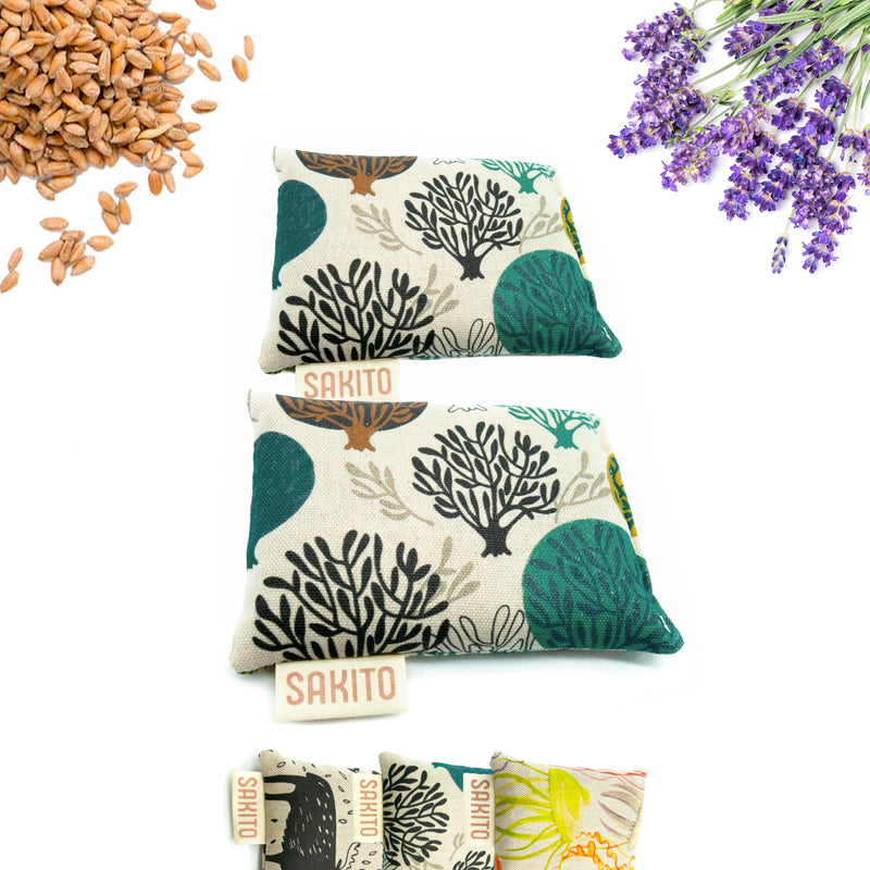 [Australia] - 2(pcs) grain pillow microwave (14x10 cm) - heat pillow microwave - microwave-safe heat pillow for children - grain pillow small - grain pillow neck - heat-cold therapy - wheat and lavender trees 