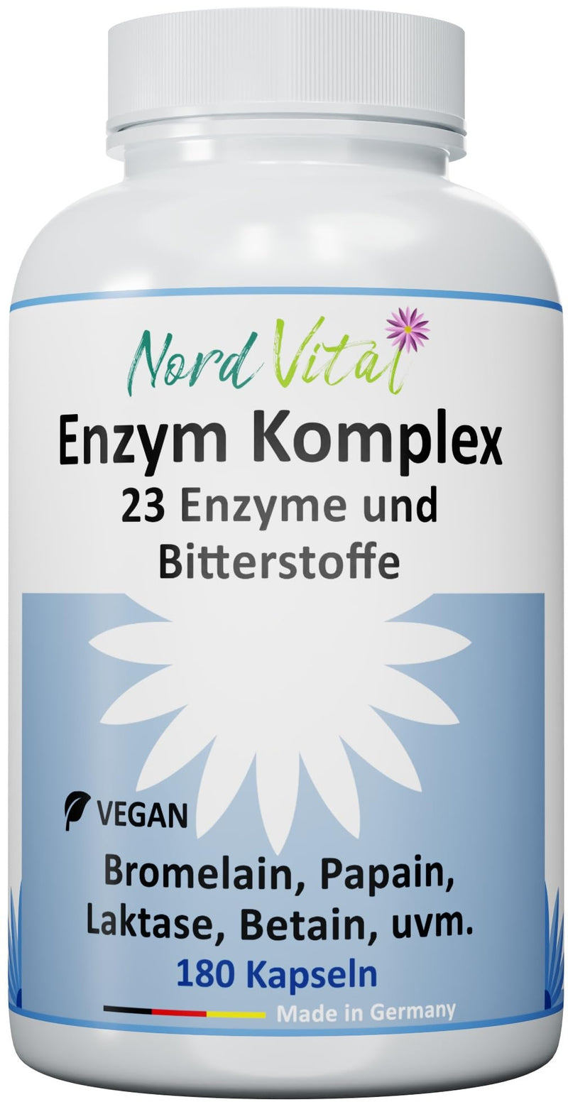 [Australia] - Enzyme complex with 23 active ingredients - 180 gastro-resistant capsules - enzymes and bitter substances - bromelain, papain, amylase, lipase, protease, lactase, betaine HCL, ginger, curcuma... - Vegan 