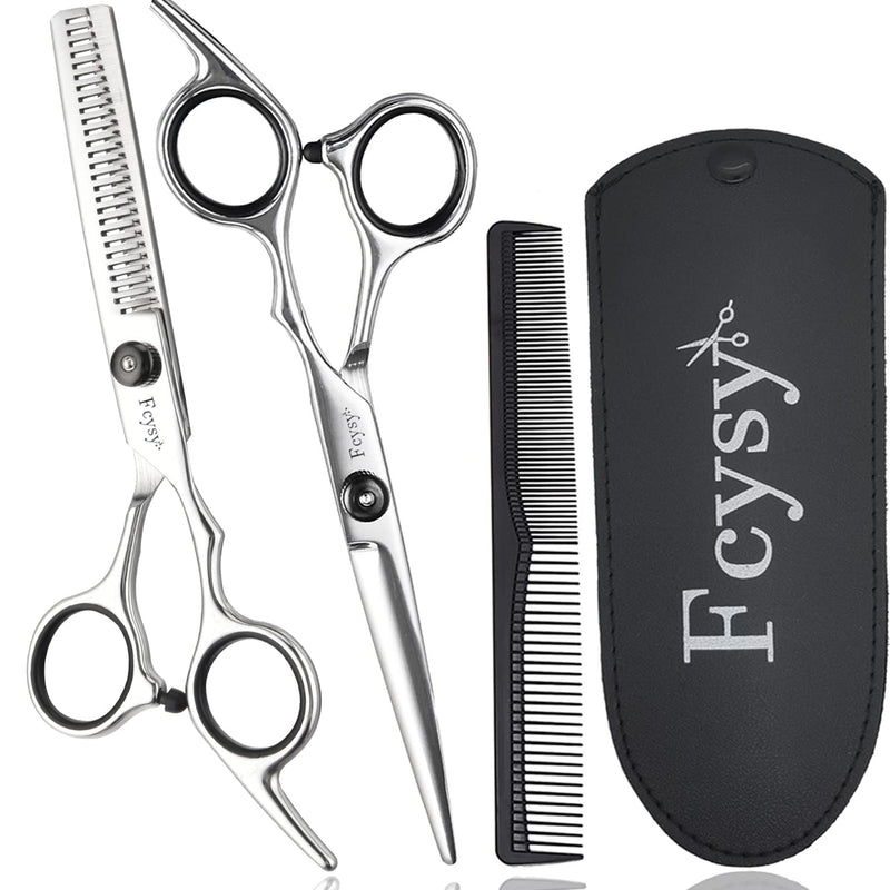 [Australia] - Fcysy Professional Hair Scissors Thinning Scissors Set, Fcysy Hair Cutting Scissors Set Hairdresser Hair Scissors Hairdresser Thinning Scissors Hairdressing Scissors Hairdressing Set for Women Men Dogs Black Hair Scissors Set 