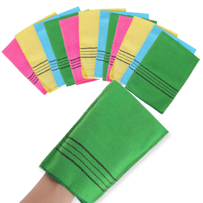 [Australia] - WLLHYF Korean Exfoliating Gloves 12 Pack Body Exfoliating Glove Colorful Reusable Bath Washcloth Italy Towel for Deep Cleansing Dead Dry Skin Cells Multicolor B 