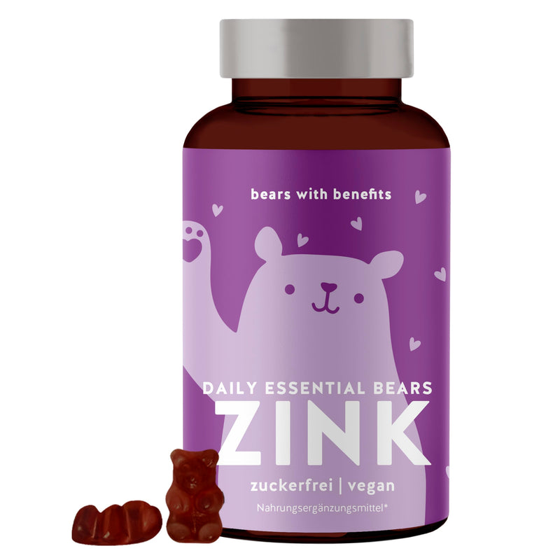 [Australia] - Zinc gummy bears - for skin, hair and immune system - with 15 mg zinc citrate per daily dose - 45 pieces - vegan - sugar-free - Bears with Benefits 