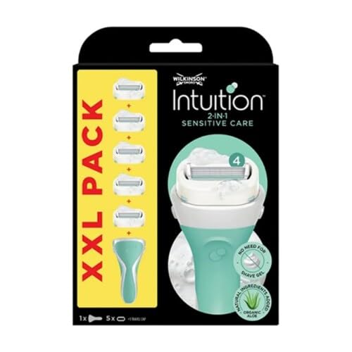 [Australia] - WILKINSON SWORD INTUITION SENSITIVE CARE WOMEN'S RAZOR + 5 REPLACEMENT BLADES 