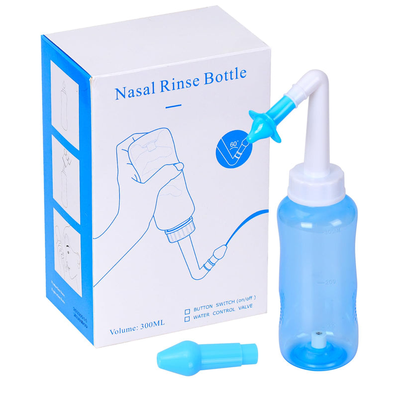 [Australia] - Nasal Shower Set Nasal Rinse Jug for Nose Cleansing and Nasal Rinsing for Adults & Children for Colds and Allergies BPA-Free 300ML (Light Blue) 