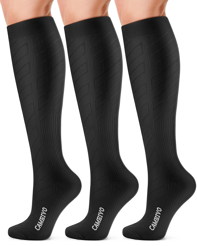 [Australia] - CAMBIVO compression stockings for women and men, 3 pairs, support stockings, compression socks, compression socks, thrombosis stockings for recovery, running, travel, skiing, pregnancy, everyday life XXL black 