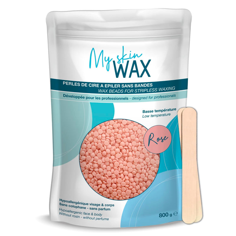 [Australia] - My Skin WAX - Waxing beads 800g, hypoallergenic, strip-free, wax beads hair removal for face, eyebrows, intimate waxing, Brazilian wax, wax beads for men, women - pink 800 g (pack of 1) 