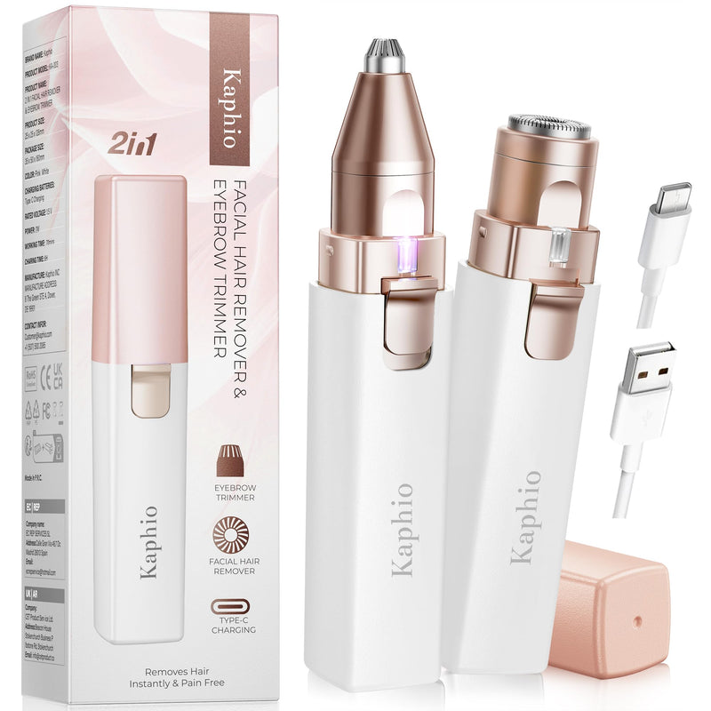 [Australia] - Face - Eyebrow Hair Remover for Women Rechargeable 2 in 1 Eyebrow Trimmer and Facial Shaver for Women - Painless Electric Hair Removal Device for Face Eyebrows 