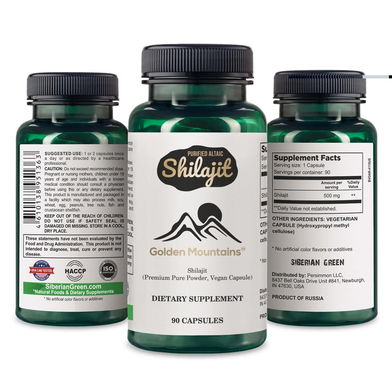 [Australia] - Golden Mountains Shilajit Vegan 90 capsules 500 mg pure Altai premium minerals 