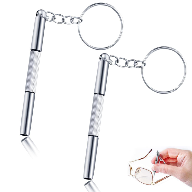 [Australia] - QHKLEW 2 pieces mini glasses screwdriver key chain, 3 in 1 mini screwdriver set, portable stainless steel screwdriver key chain for sunglasses, jewelry and watch repair 
