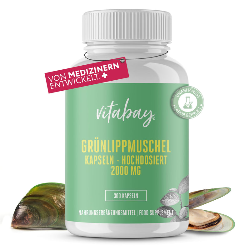 [Australia] - Vitabay Green Lipped Mussel Extract 2000 mg High Dose - 300 Green Lipped Mussel Capsules with High Bioavailability - Green Lipped Mussel Capsules Laboratory Tested & No Unwanted Additives 198 g (Pack of 1) 