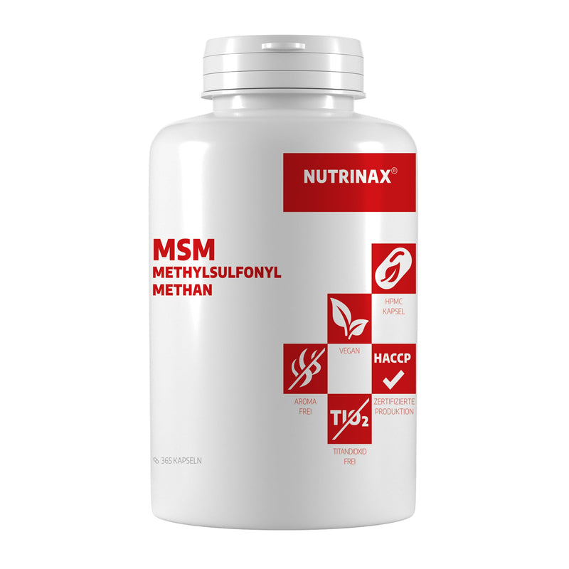 [Australia] - NUTRINAX | MSM 365 vegan capsules 800mg | 1600mg methylsulfonylmethane per daily dose | 365 vegan capsules | without magnesium stearate | without additives | high dose | vegan 
