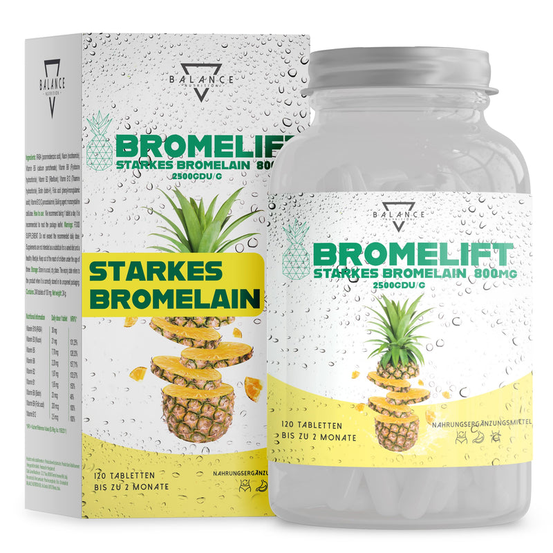 [Australia] - BROMELIFT® Bromelain 2500 GDU/g (DETOX DRAINAGE DIET INCLUDED) - 120 TABLETS | Bromelain high dose | 5,000 FIP high dose | Bromelain capsules, detox treatment, with fennel, green tea, vegan 