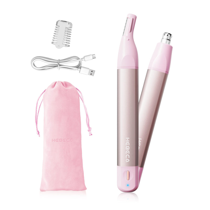 [Australia] - HEBECA Nose Hair Trimmer Women - Nose Trimmer Women's Eyebrow Razor Electric Women's Nose and Ear Trimmer Portable Rechargeable USB 2 in 1 Face Razor Women Pink 
