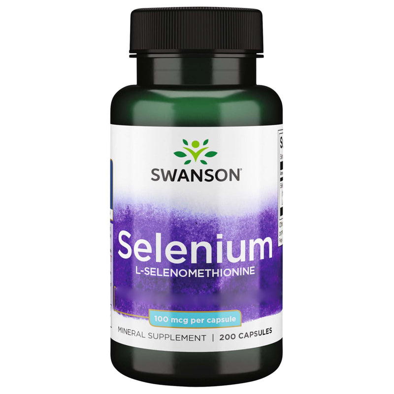 [Australia] - Swanson Selenium L-Selenomethionine, 100mcg, 200 capsules, high dose, yeast-free, laboratory tested, soy-free, gluten-free, non-GMO, selenium 