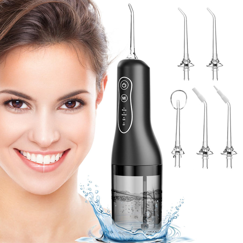 [Australia] - ETROBOT Oral Irrigator Wireless Electric Tooth Cleaner, 2024 Electric Water Flosser - 4 Modes & 5 Nozzles Interdental Space Cleaner, IPX7 Waterproof, Oral Irrigator Test Winner, Dental Irrigator for Oral Care Black 