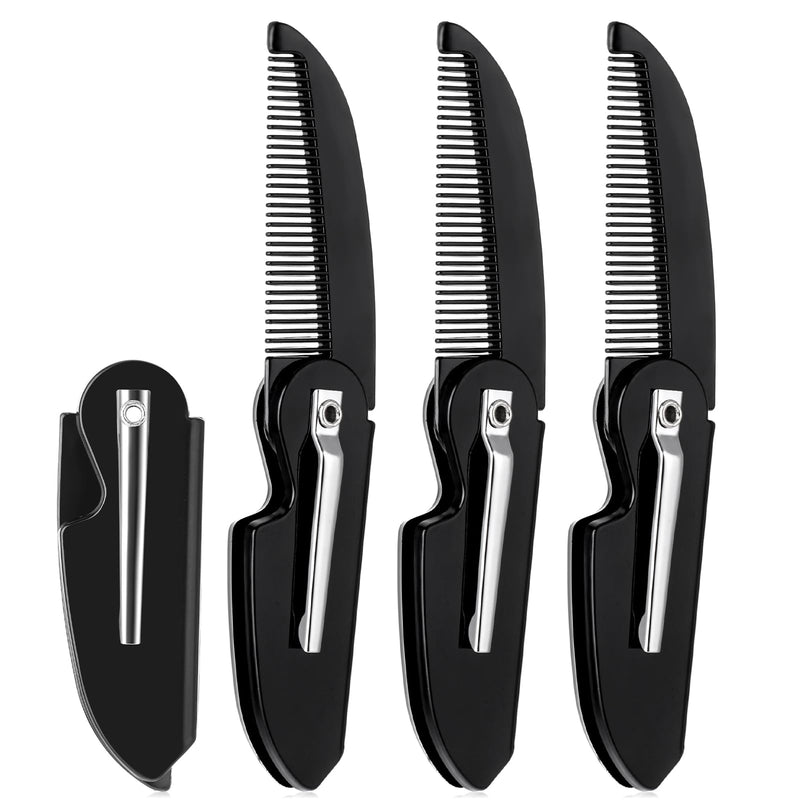 [Australia] - Ouligay Pack of 4 Foldable Beard Comb for Men Mustache Comb Small Pocket Comb Mustache Comb Portable Styling Hair Comb Men Beard Mustache Combs 