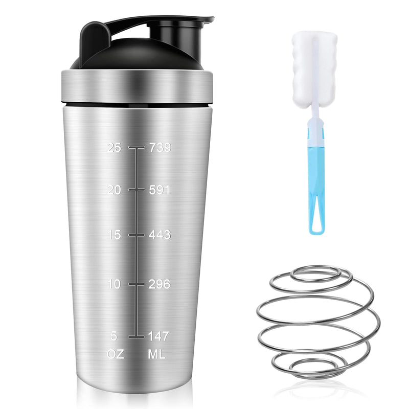 [Australia] - POFIBO stainless steel protein shaker, 750ML shaker for protein shake, sports fitness protein shaker with steel ball, BPA-free and leak-proof protein shaker, ideal for protein powder and protein shakes 