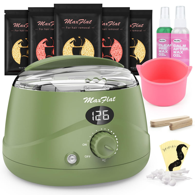 [Australia] - Waxing set, wax hair removal wax machine wax warmer with wax accessories Brazilian wax for the whole body (green) green 