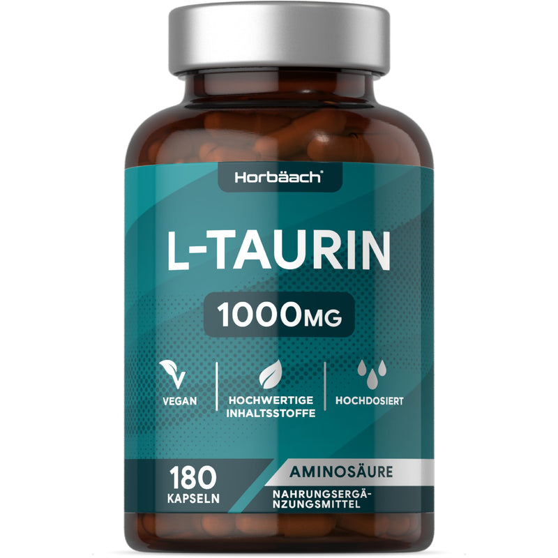 [Australia] - Taurine capsules 1000mg | 180 L Taurine Vegan Piece for Sports & Fitness | Amino acid Taurine | Pre Workout Booster without Caffeine | For 3 months | High dosage | from Horbaach 