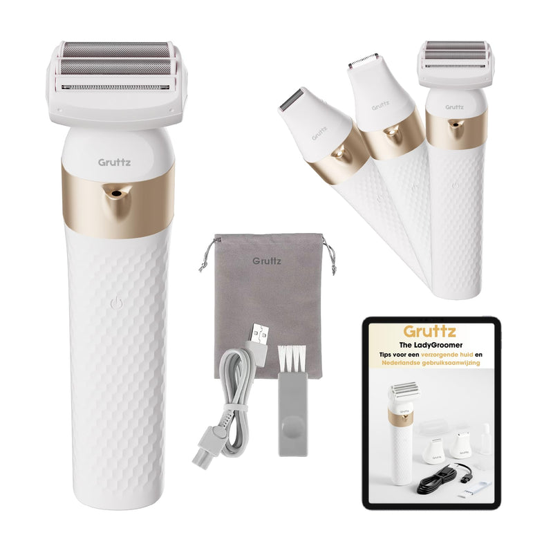 [Australia] - Gruttz - 3 in 1 ladyshave for women - LadyGroomer - Includes travel bag - Trimmer woman - Shaver women 