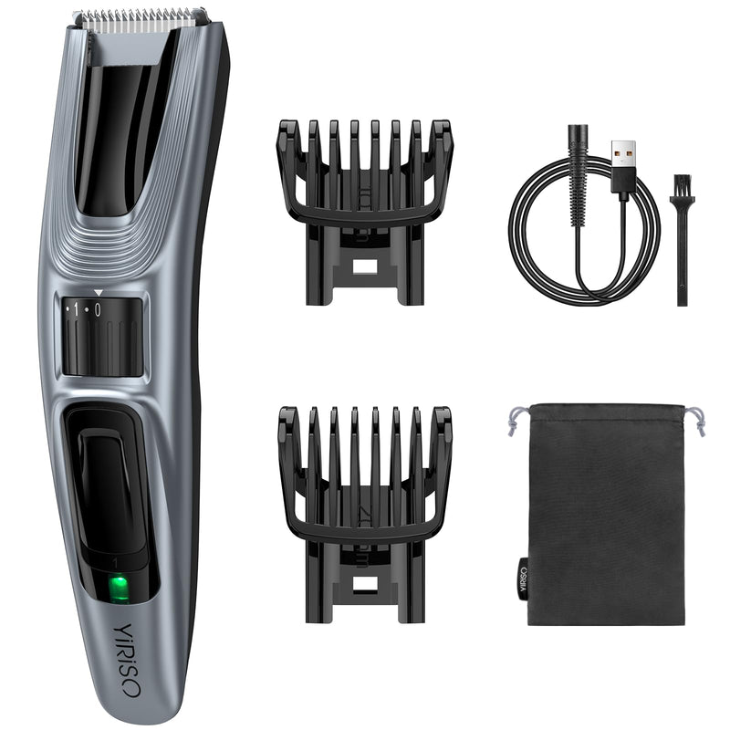 [Australia] - YIRISO beard trimmer, men's trimmer, beard trimmer with ultra-sharp blade, 40 length settings, battery and mains operation, 60 min. wireless running time, gift for man 