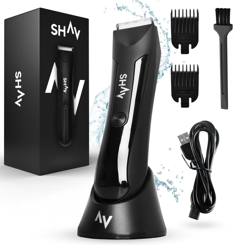 [Australia] - SHAV™ CutFree™ intimate razor for men, waterproof electric trimmer, wet/dry hair trimmer with interchangeable ceramic blade module, body groomer for intimate and body hair, men's care razor 