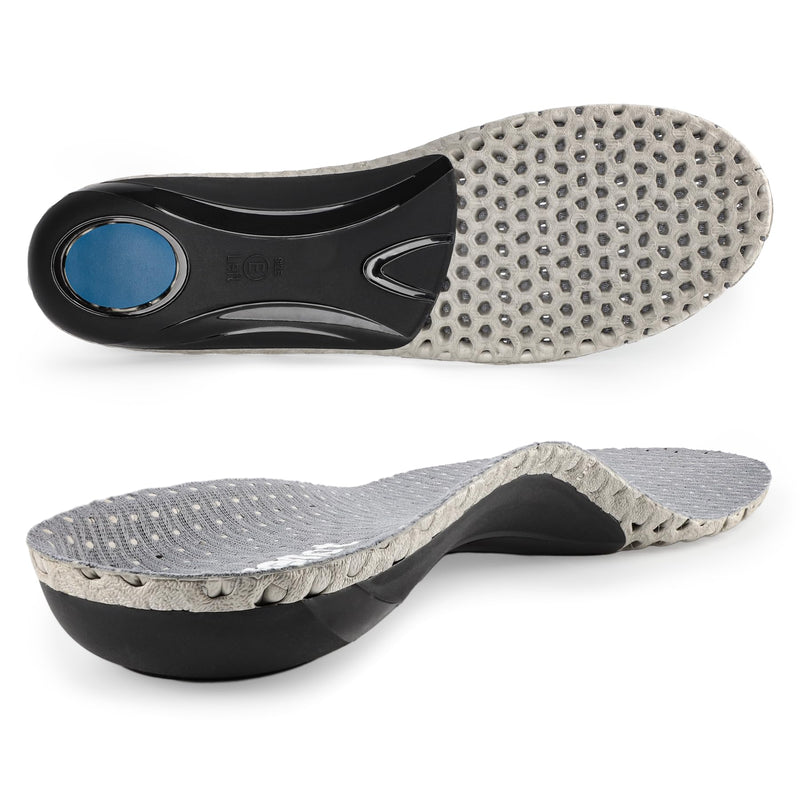 [Australia] - riemot Orthopedic Insoles for Men High Foot Support Heel Spur Insoles Comfort Shoe Insoles for Flat Feet, Plantar Fasciitis, Foot Pain Gray Size 43 43 