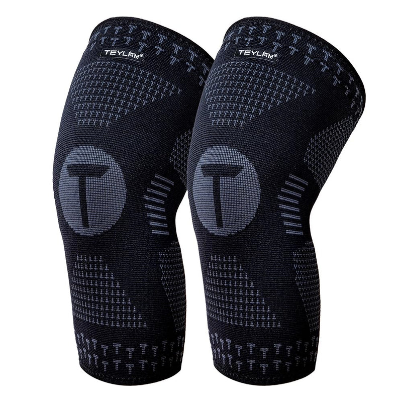 [Australia] - Teylam Knee Brace for Men/Women Set of 2, Medical Knee Pads for Meniscus Tear, Arthritis, ACL, Compression Bandage Knee for Basketball, Volleyball, Yoga, Running, Right & Left Leg Portable XL Black 