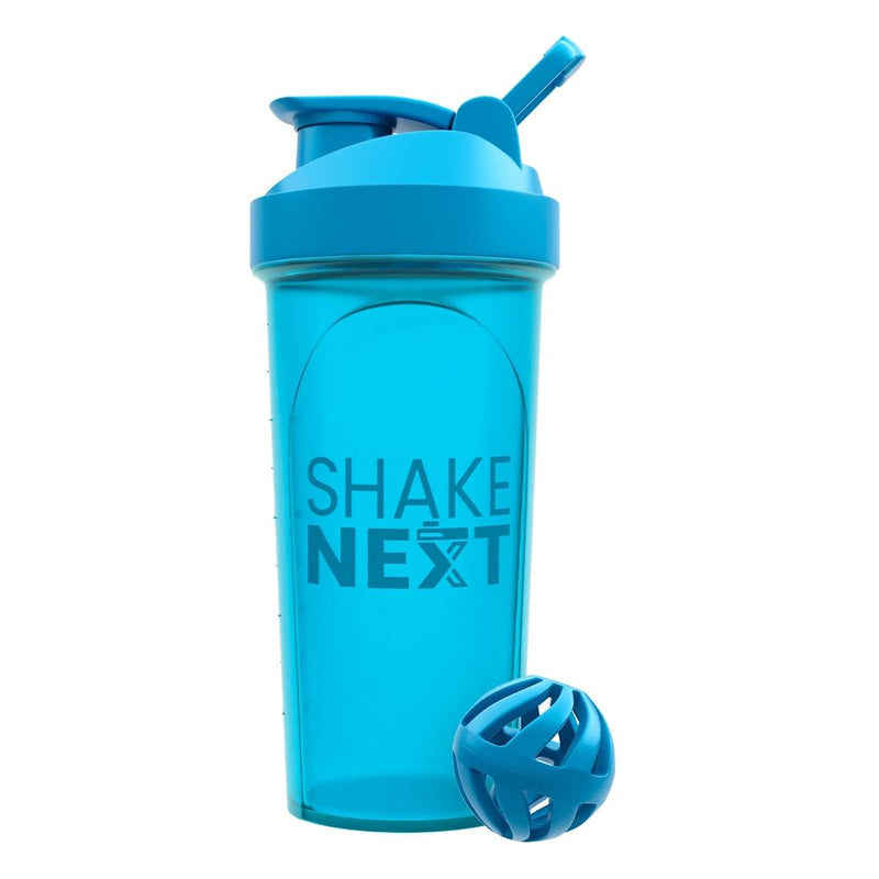[Australia] - ShakeNext® | Protein shaker bottle 700ml with mixing ball + mixing sieve plastic for fitness protein & protein shakes - leak-proof lid with loop, dishwasher safe (blue) Special | Blue 